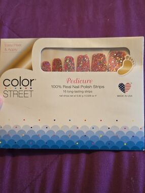 Color Street Pink Multi-Glitter Pedicure Nail Strips - Color Street